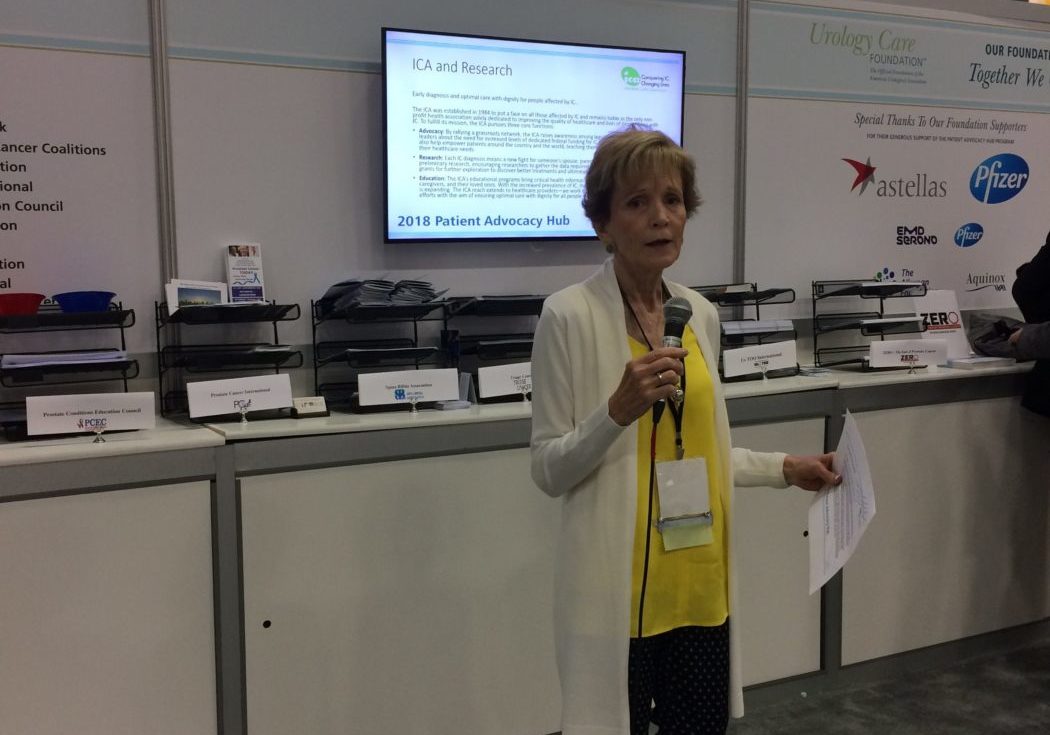 Barb Zarnikow presenting on behalf of ICA at the AUA Patient Advocacy Hub